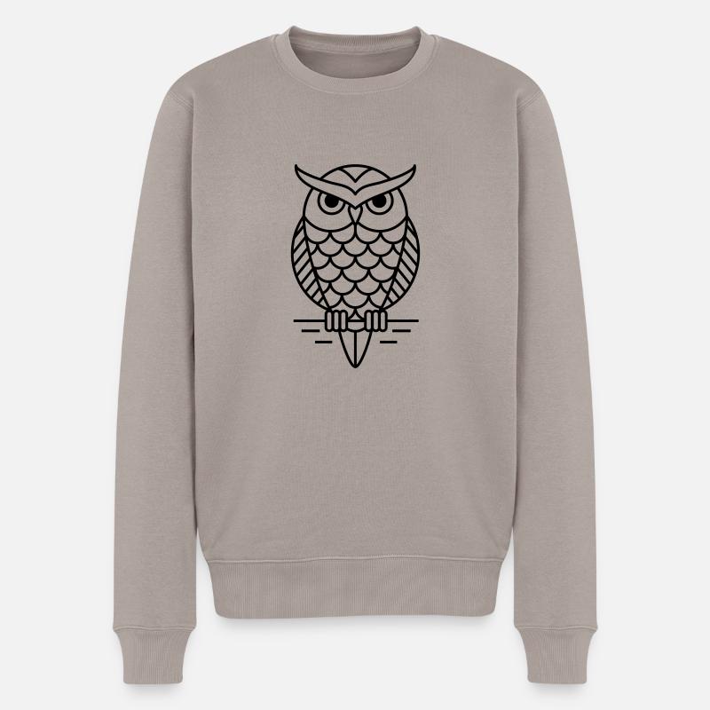 Eule Vogel Geschenk Hipster - Männer Premium Bio Pullover - Taupe