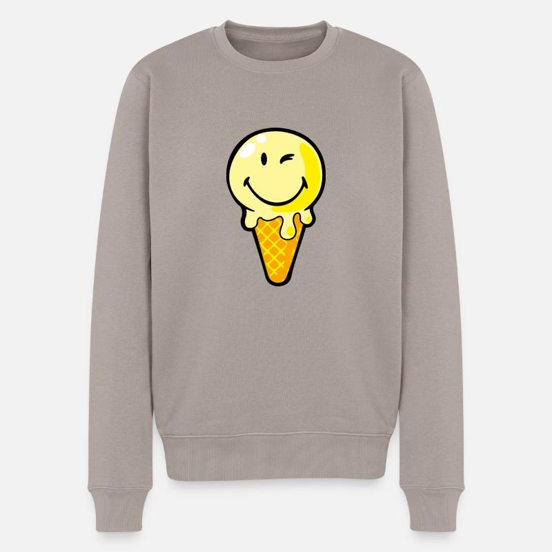 Smiley Ice Cream - Männer Premium Bio Pullover - Taupe