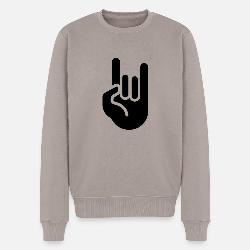 rock hand - Männer Premium Bio Pullover - Taupe