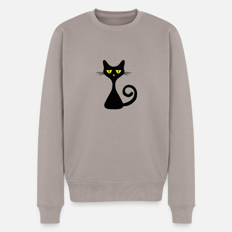 Black Cat - Männer Premium Bio Pullover - Taupe