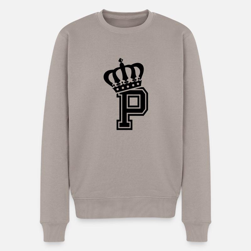 Buchstabe P - Männer Premium Bio Pullover - Taupe