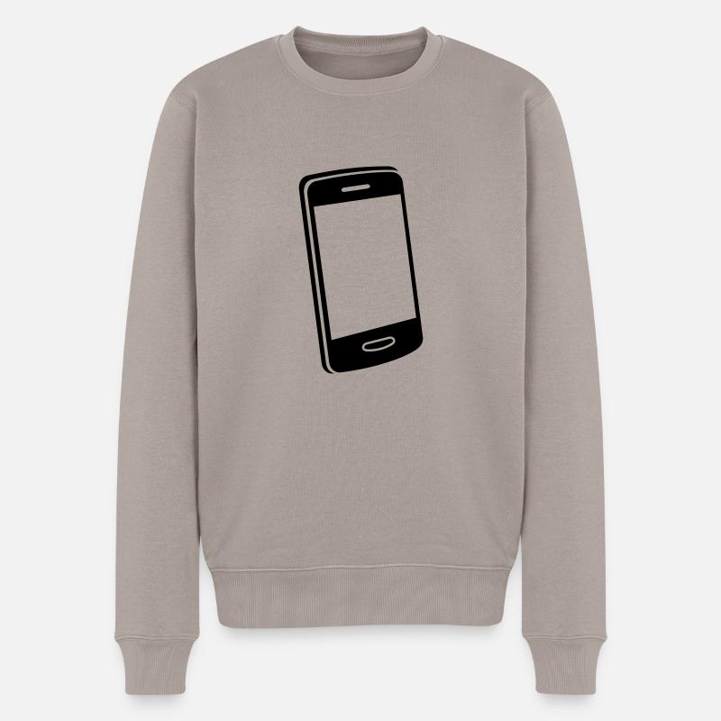 Handy Motiv - Männer Premium Bio Pullover - Taupe