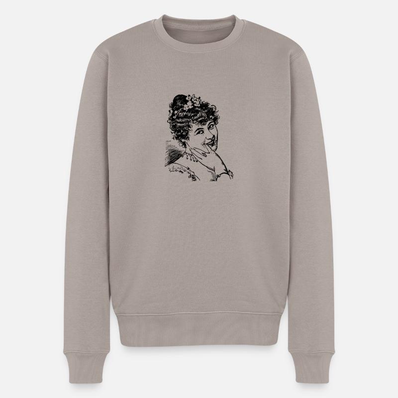 Frau Lachen - Männer Premium Bio Pullover - Taupe