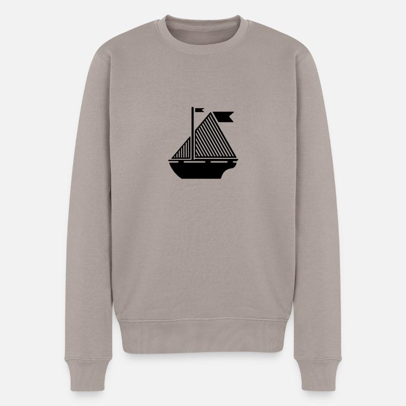 Boot Illustration - Männer Premium Bio Pullover - Taupe