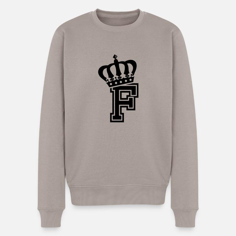 Buchstabe F - Männer Premium Bio Pullover - Taupe