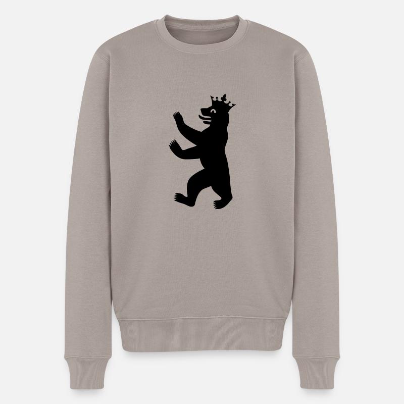 Berliner Bär mit Krone - Männer Premium Bio Pullover - Taupe