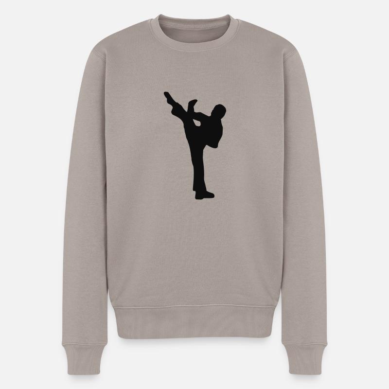 Fight - Kampf - Karate - Männer Premium Bio Pullover - Taupe
