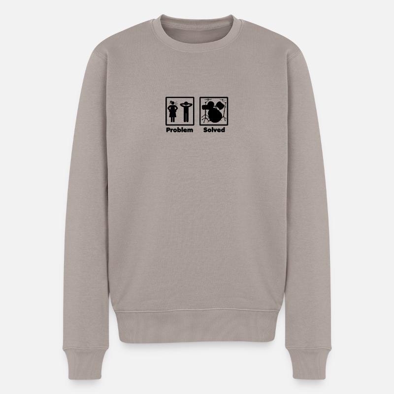 problem solved DRUMMER SCHLAGZEUG drums - Männer Premium Bio Pullover - Taupe