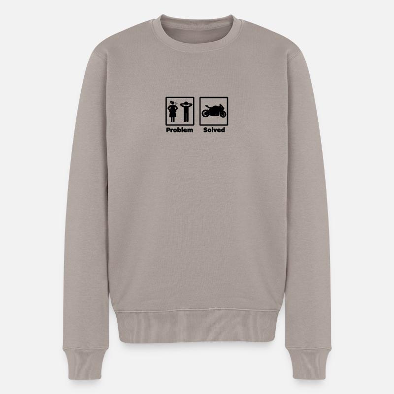 problem solved motorrad bike - Männer Premium Bio Pullover - Taupe