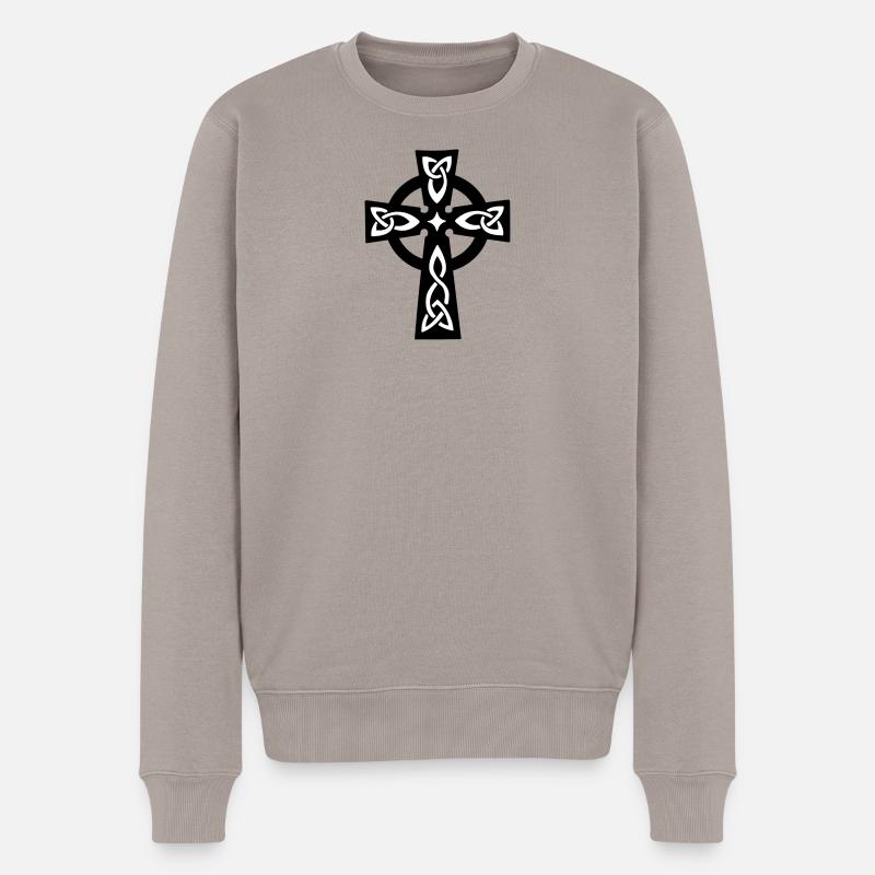 Keltisches oder Keltisches Kreuz - Männer Premium Bio Pullover - Taupe