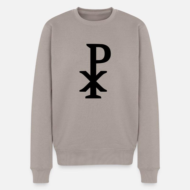 Christusmonogramm - Jesus - Männer Premium Bio Pullover - Taupe