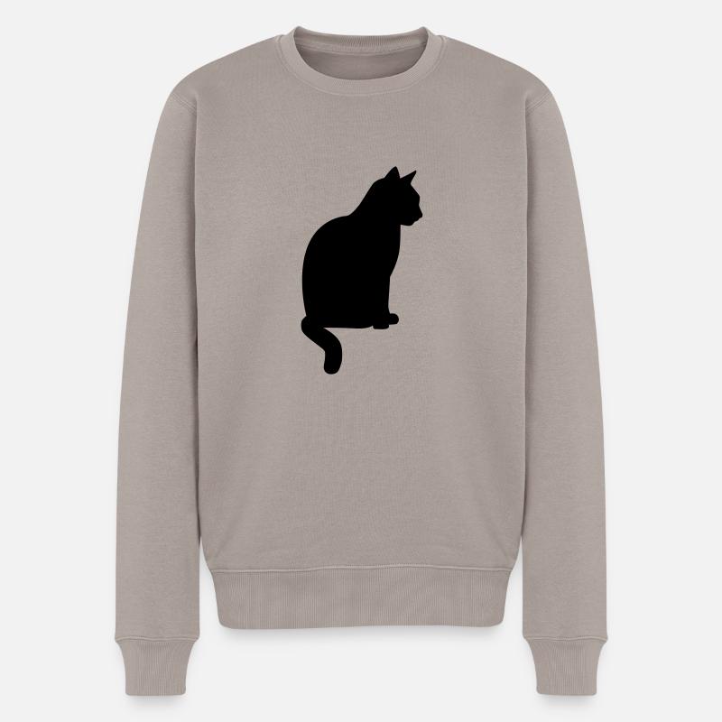 Katze - Männer Premium Bio Pullover - Taupe