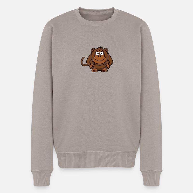 Affe - Männer Premium Bio Pullover - Taupe