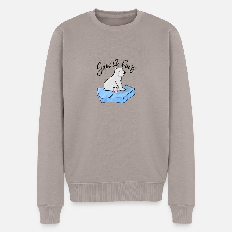 Save the bears - Rettet die Bären - Männer Premium Bio Pullover - Taupe
