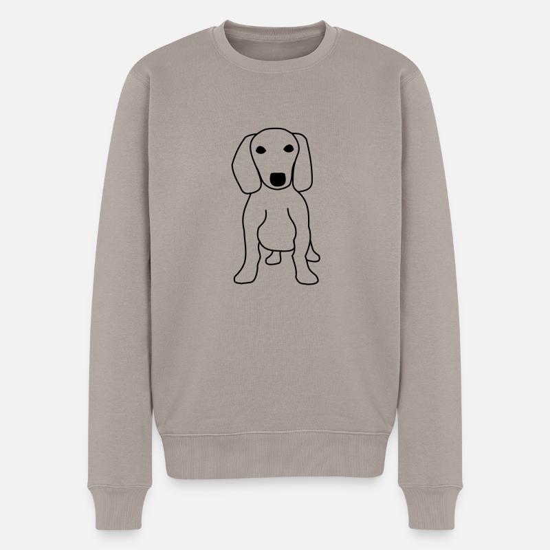 dackel - Männer Premium Bio Pullover - Taupe