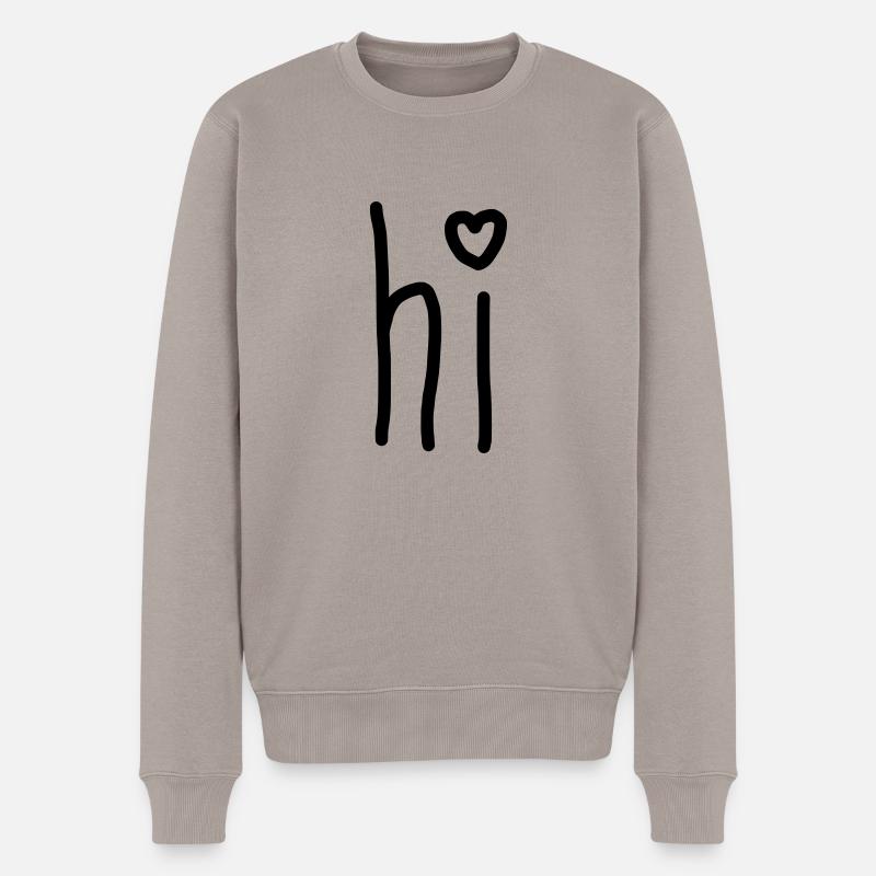 hi ♥ - Männer Premium Bio Pullover - Taupe