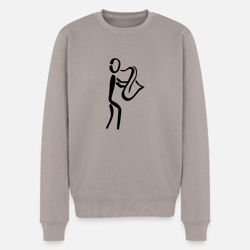 Saxophonist Saxophon - Männer Premium Bio Pullover - Taupe