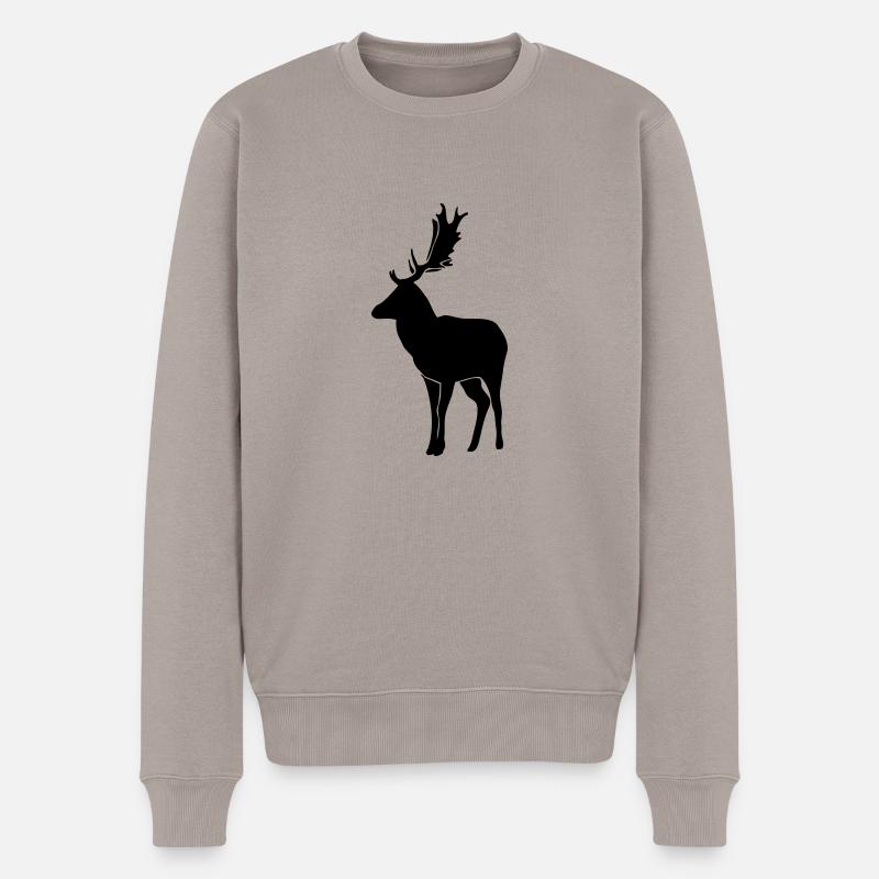 Hirsch - Männer Premium Bio Pullover - Taupe