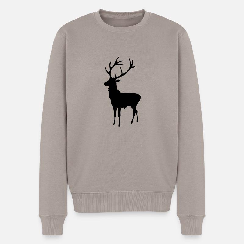 Hirsche - Männer Premium Bio Pullover - Taupe