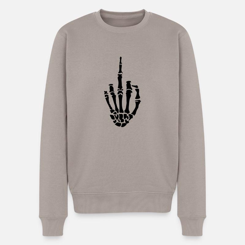 middle finger skull - Männer Premium Bio Pullover - Taupe