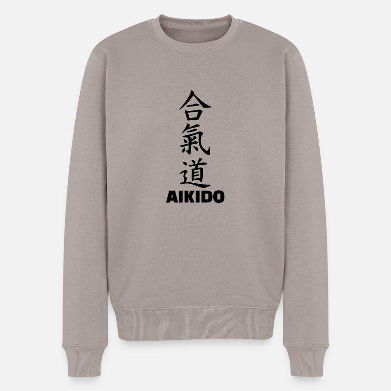Aikido - Männer Premium Bio Pullover - Taupe