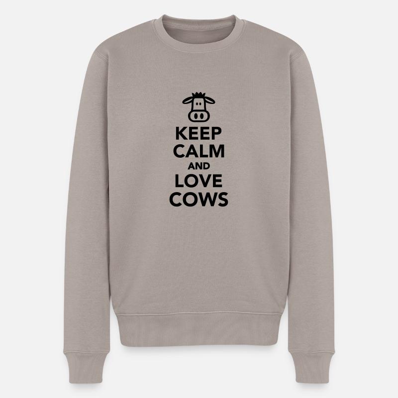 Kuh - Männer Premium Bio Pullover - Taupe