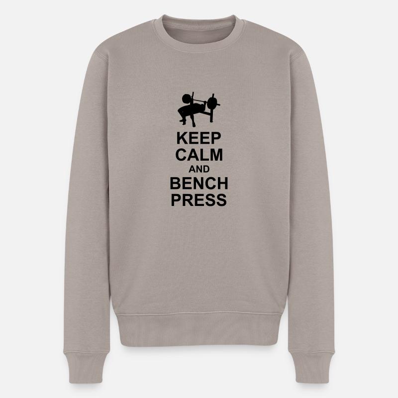Keep Calm and Bench Press - Pull Premium bio Homme - taupe