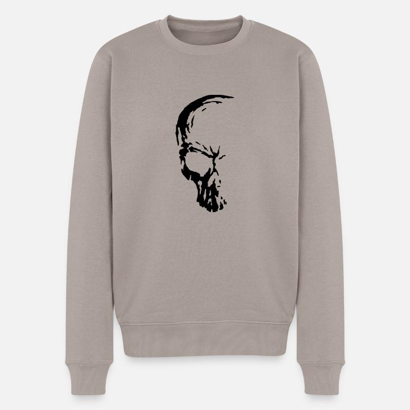 Skull, totenkopf, schädel, mensch, tod, - Männer Premium Bio Pullover - Taupe