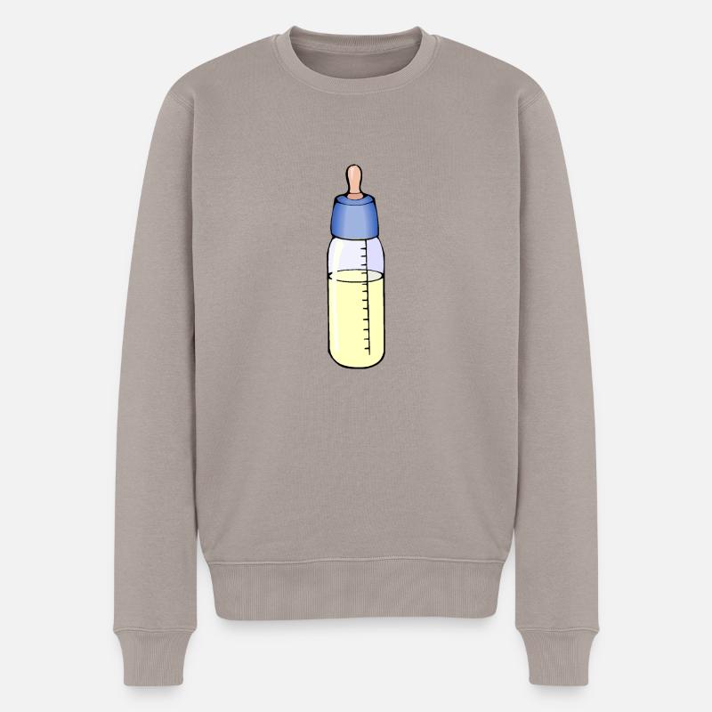 Milchflasche - Männer Premium Bio Pullover - Taupe