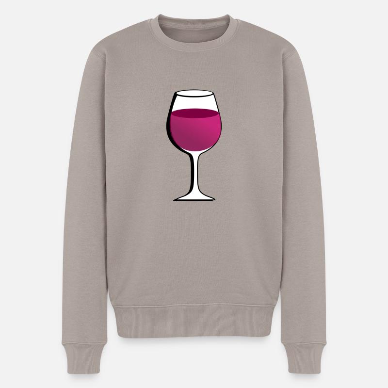 Glas mit rotem Wein - Männer Premium Bio Pullover - Taupe
