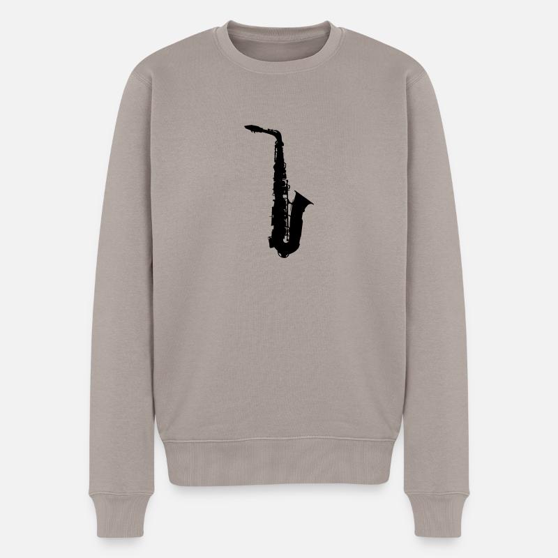 Saxophon - Männer Premium Bio Pullover - Taupe
