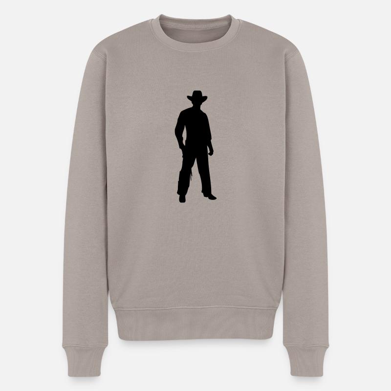 Cowboy - Männer Premium Bio Pullover - Taupe