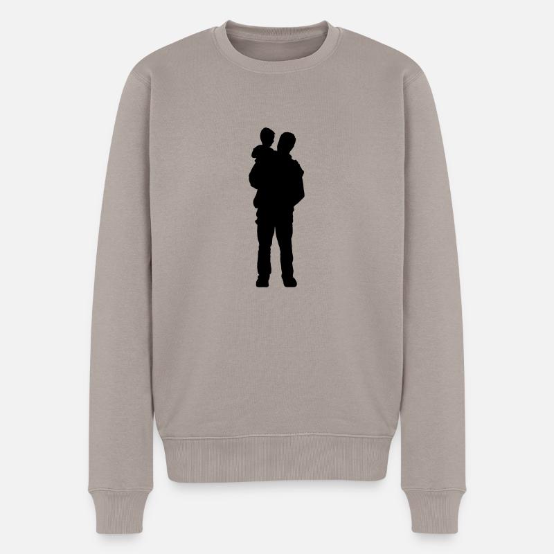 Vater und Sohn - Männer Premium Bio Pullover - Taupe