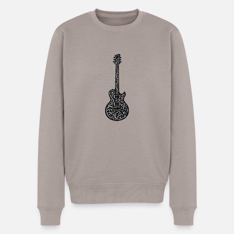 gitarre - Männer Premium Bio Pullover - Taupe