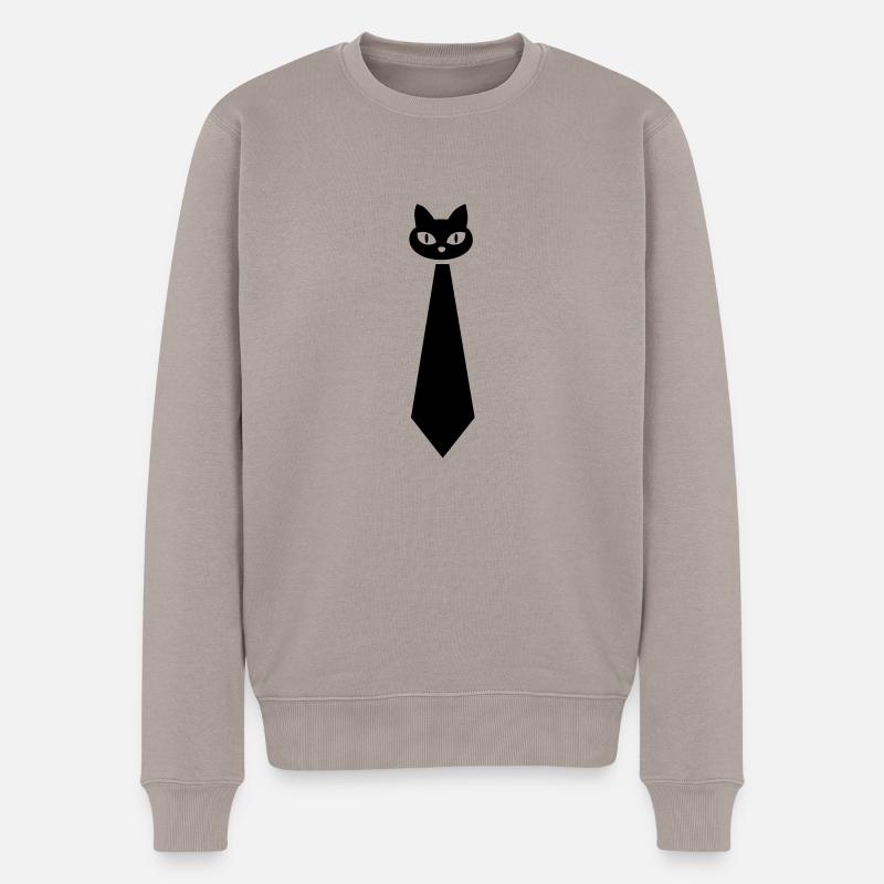 Katzen-Krawatte – einfach purrfect - Männer Premium Bio Pullover - Taupe