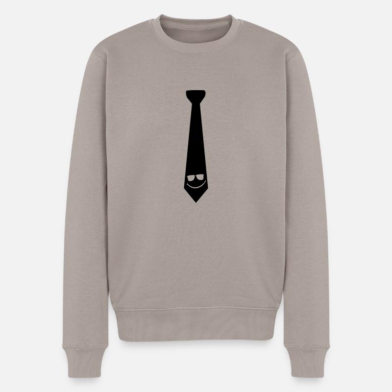 tie_with_smiley - Männer Premium Bio Pullover - Taupe