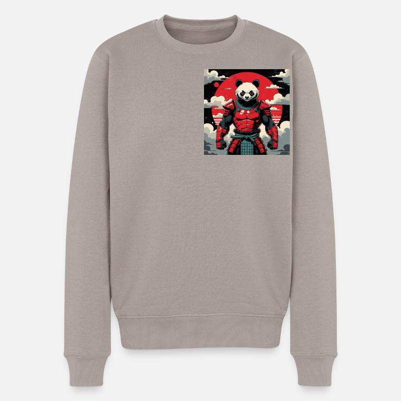 Samurai Panda Krieger - Männer Premium Bio Pullover - Taupe