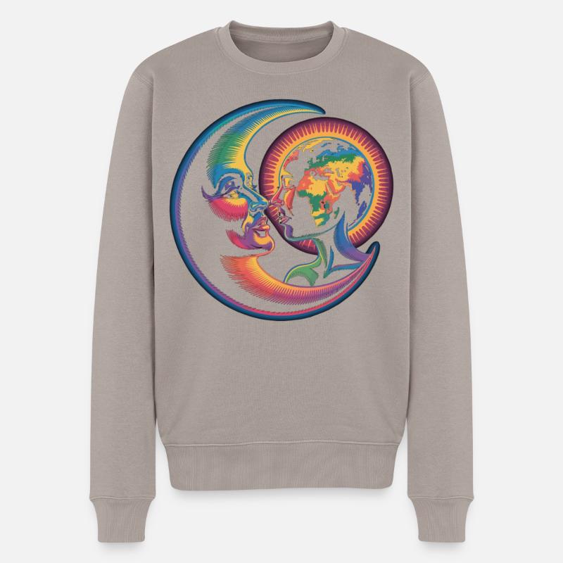 Mond und Erde – Kosmische Liebe - Männer Premium Bio Pullover - Taupe
