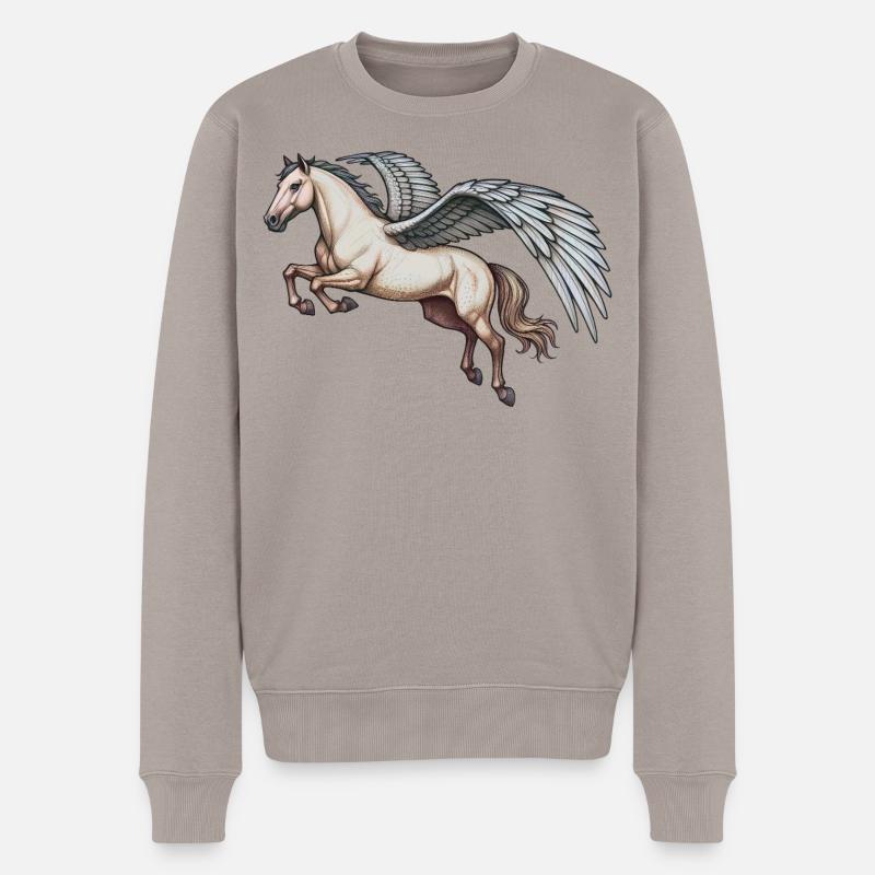 PEGASUS – Tiere - Männer Premium Bio Pullover - Taupe