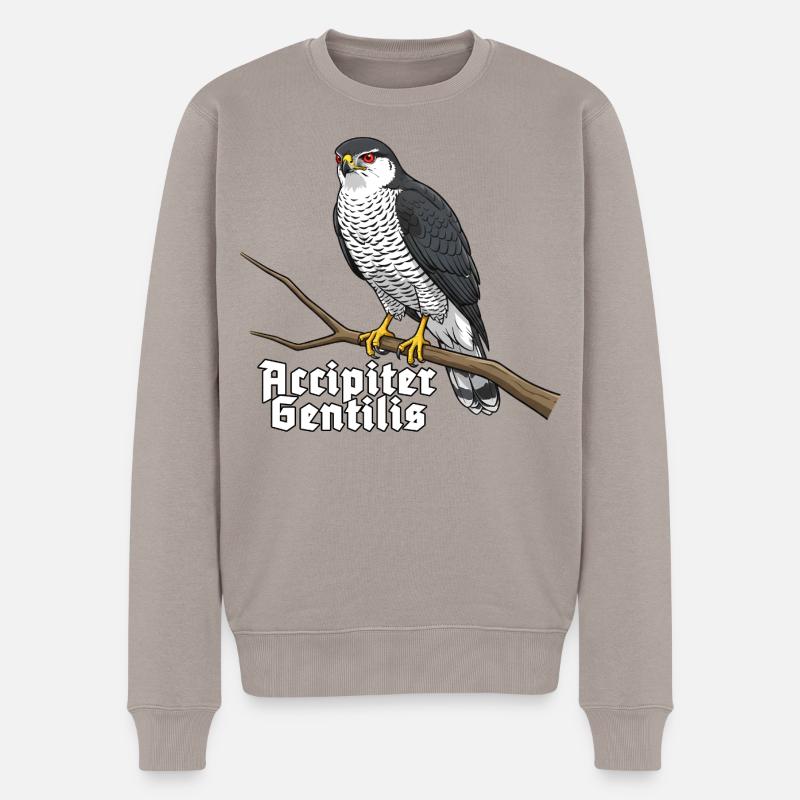 Habicht Accipiter Gentilis Greifvogel - Männer Premium Bio Pullover - Taupe