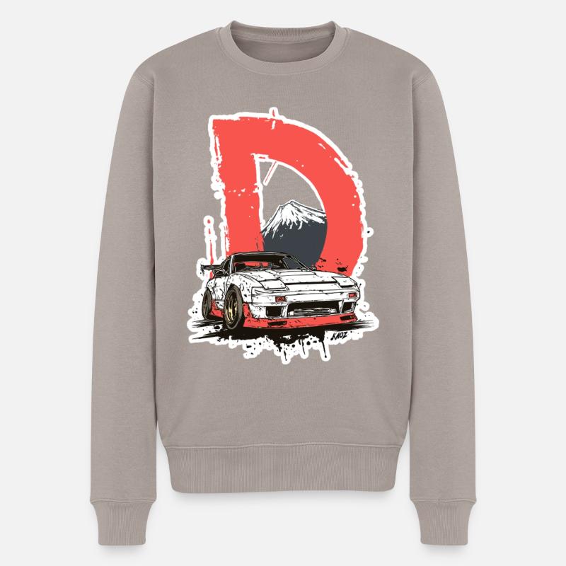 D Drift Mount Fuji Autografik - Männer Premium Bio Pullover - Taupe