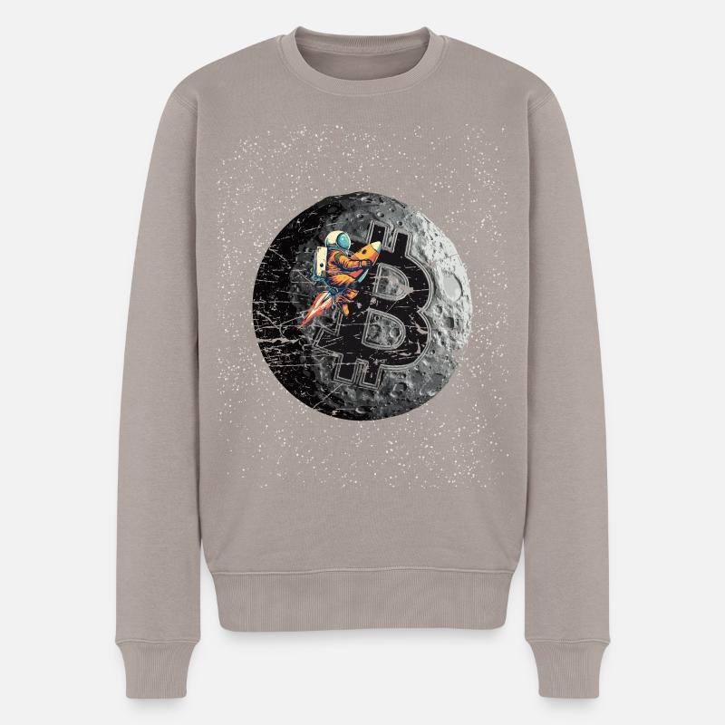 Bitcoin to the moon - Männer Premium Bio Pullover - Taupe