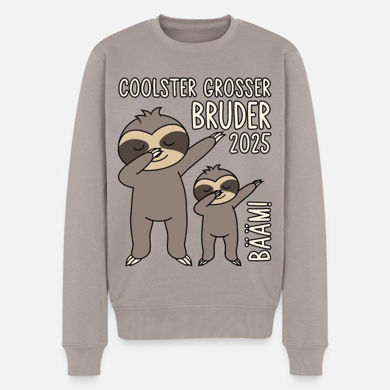Dabbing Faultier Bääm! Coolster Großer Bruder 2025 - Männer Premium Bio Pullover - Taupe
