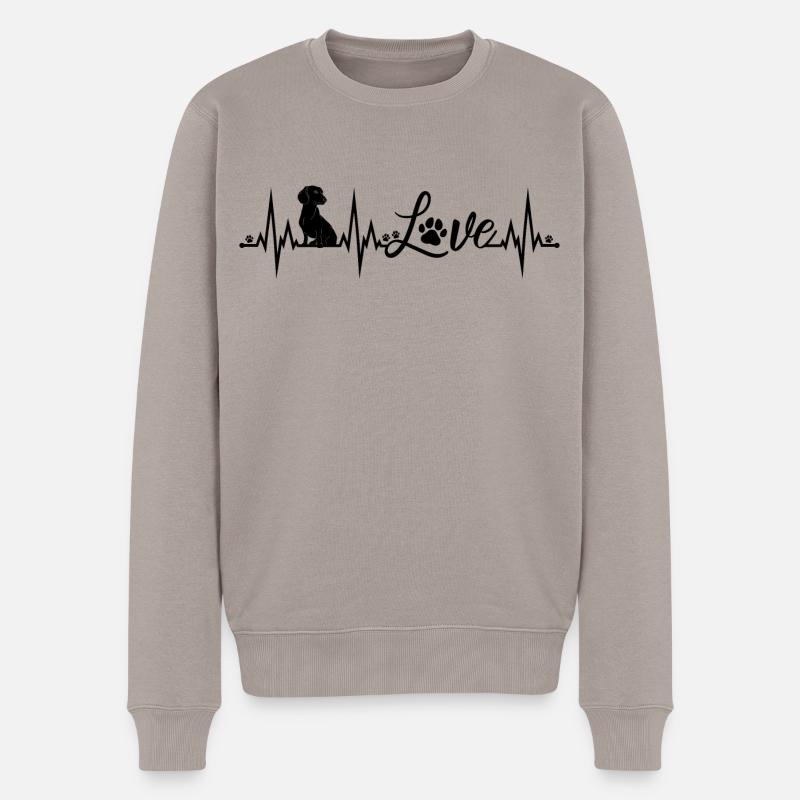 Teckel Amour Heartbeat Chiens Teckel Teckel - Pull Premium bio Homme - taupe