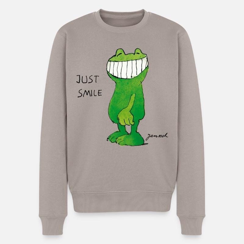Janoschs Günter Kastenfrosch Just Smile - Männer Premium Bio Pullover - Taupe