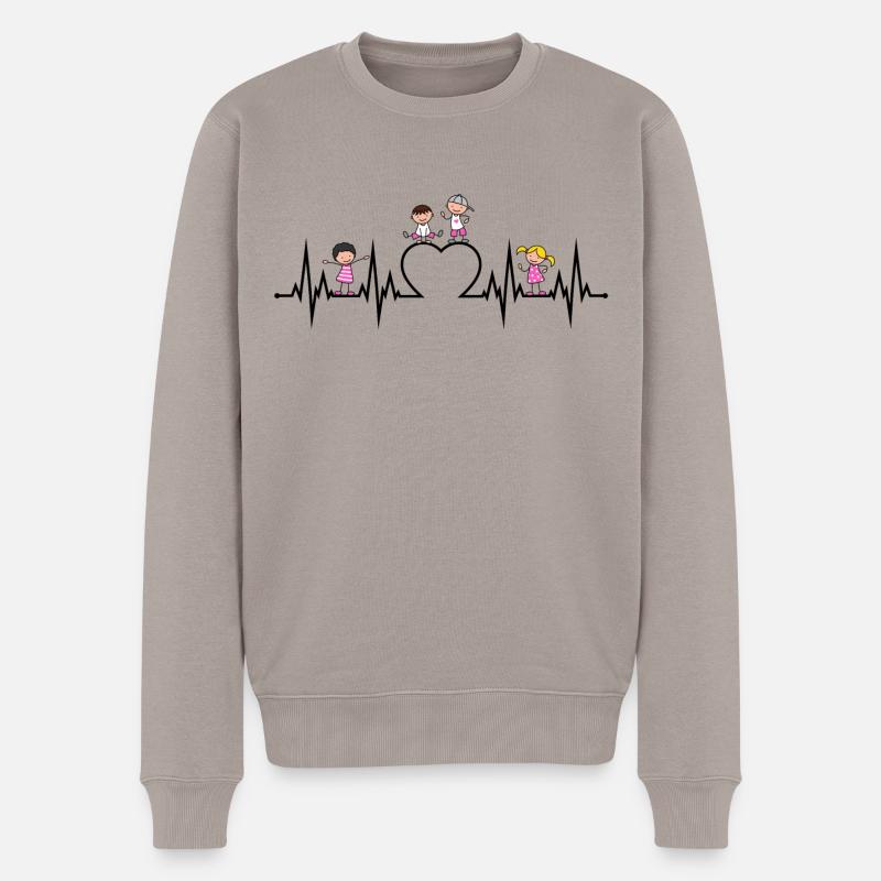 Herzschlag Herz EKG Kinder Liebe Erzieher Beruf - Männer Premium Bio Pullover - Taupe