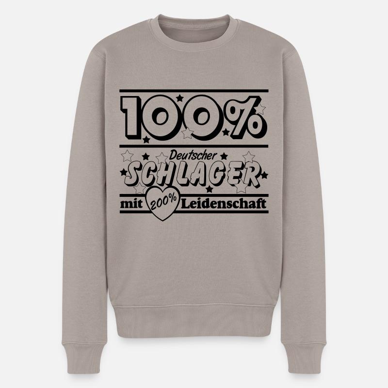 Schlager Party , Schlager Musik , 100% ..... - Männer Premium Bio Pullover - Taupe