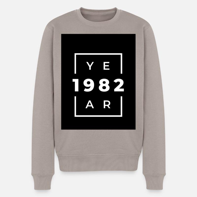Design rétro année 1982 en noir et blanc - Pull Premium bio Homme - taupe