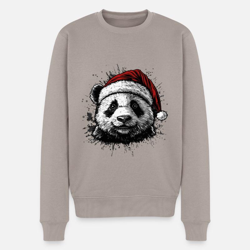 Weihnachtspanda - Männer Premium Bio Pullover - Taupe