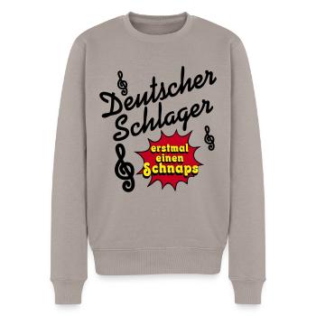 Schlager Party , Schlager Musik , erstmal Schnaps - Männer Premium Bio Pullover - Taupe - Vorne - Nico (187cm)